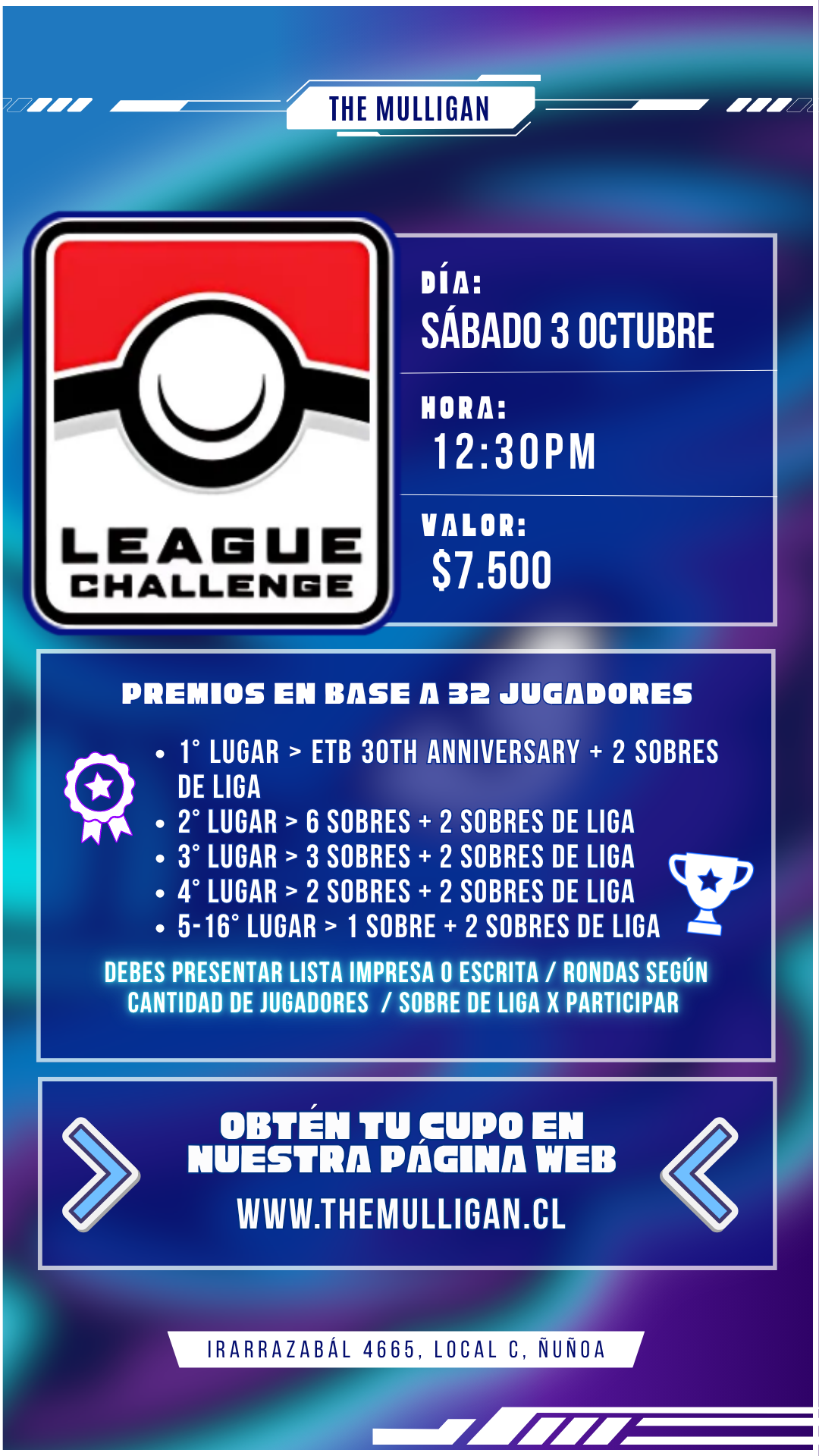 Pokemon TCG: League Challenge - Sabado 3 Octubre - 12:30