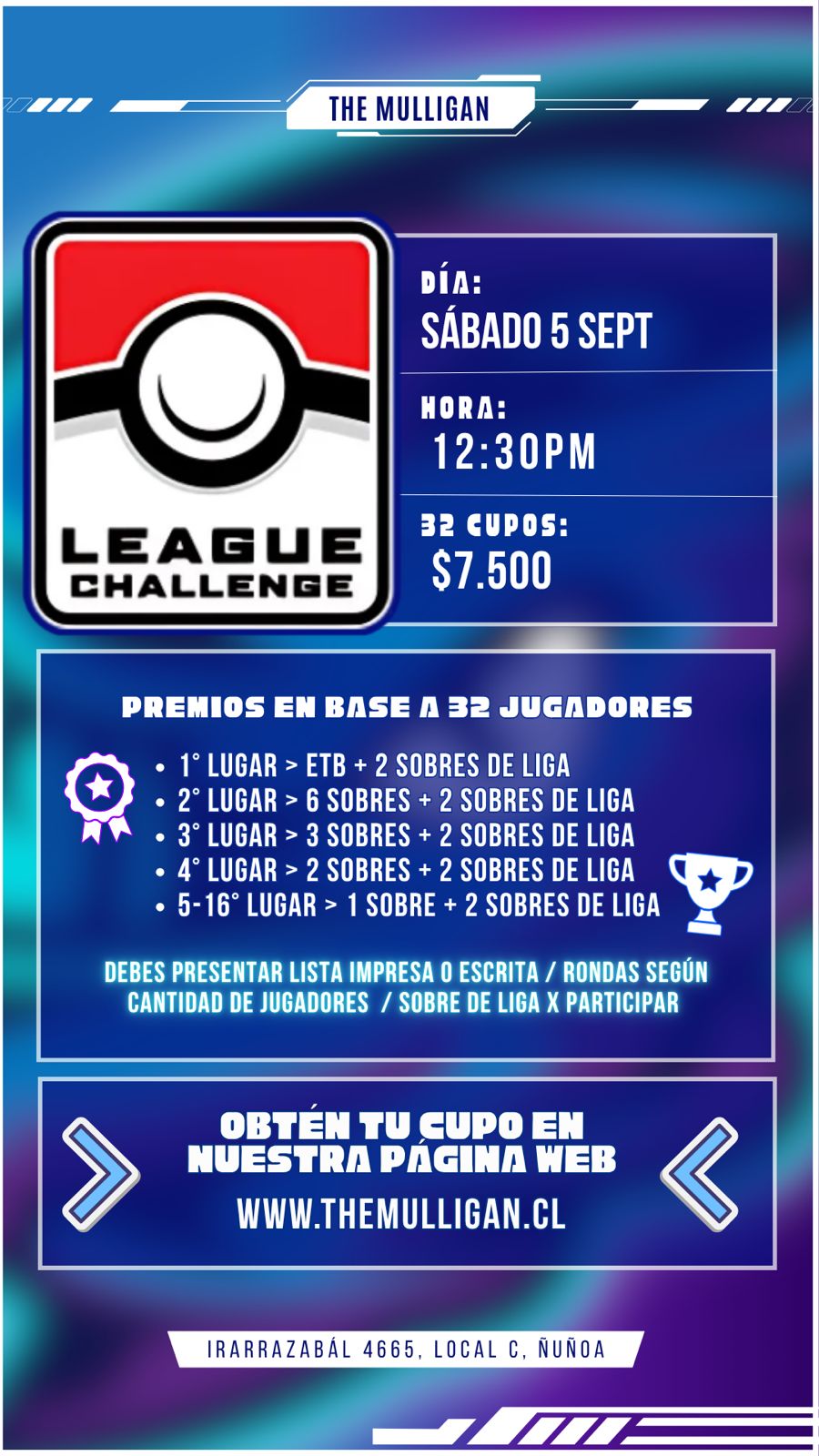 Pokemon TCG: League Challenge - Sabado 5 Septiembre - 12:30