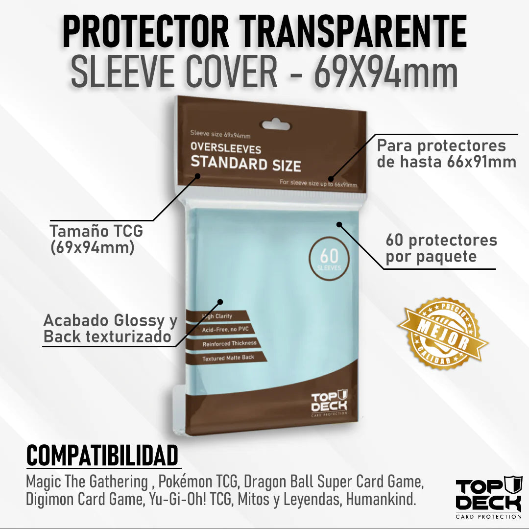 TopDeck: Over Sleeves| Standar Size 69x94mm | 60 fundas