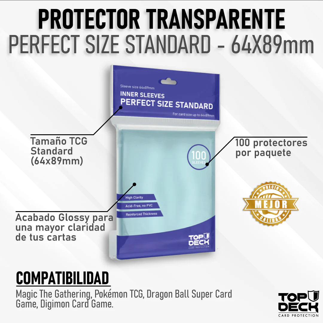 TopDeck: inner Sleeves| Perfect Size Standard 64x89mm | 100 fundas